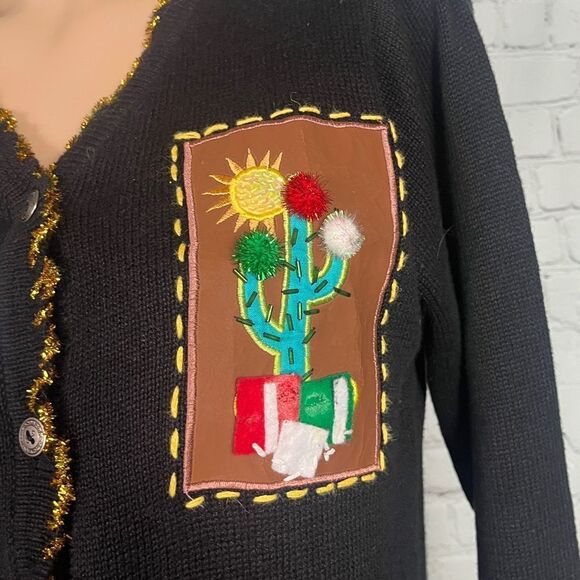 Ugly Holiday Country Christmas Sweater - Custom Embellishments - Cardigan -Small - Picture 3 of 9